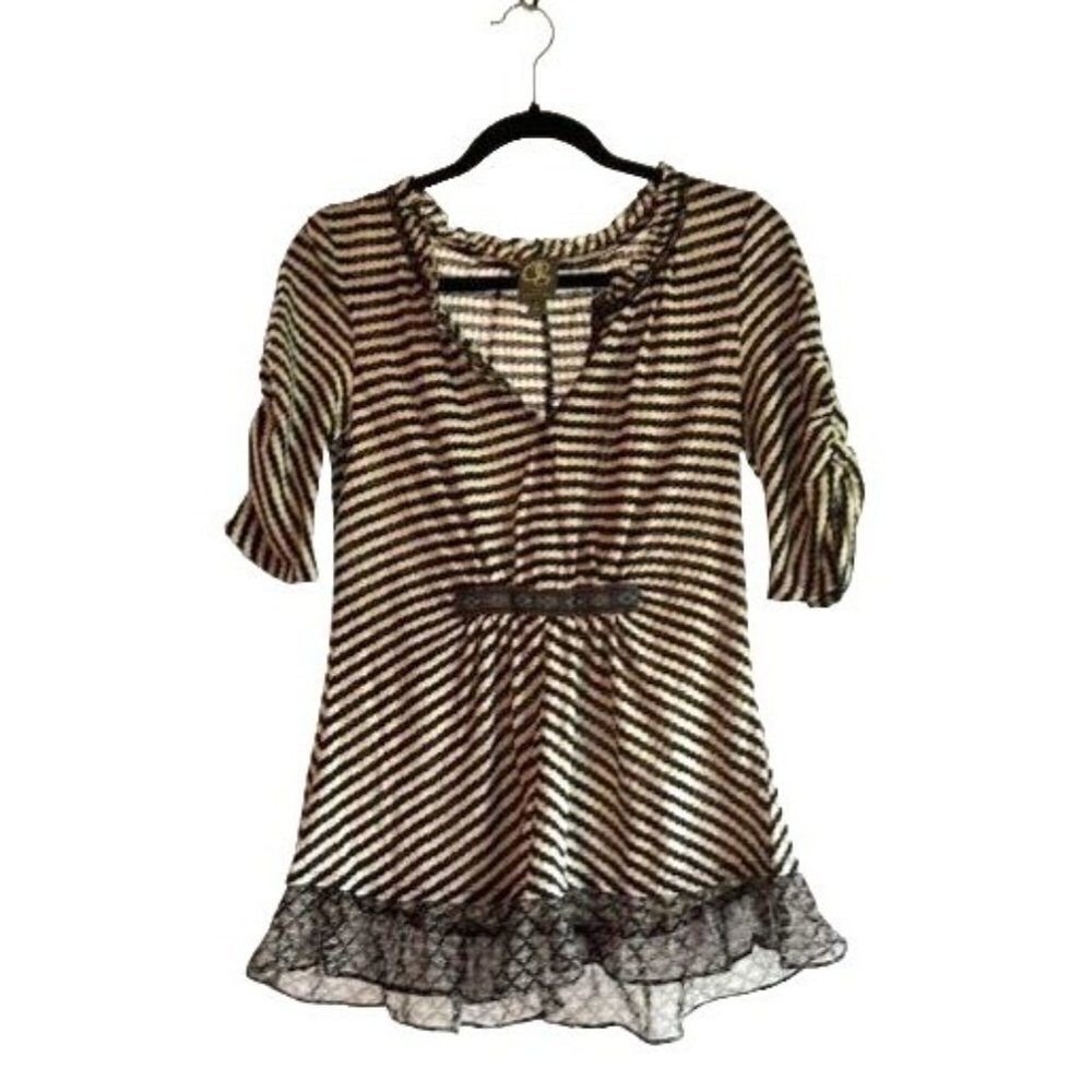 Anthropologie Striped Peplum Blouse - Picture 2 of 14
